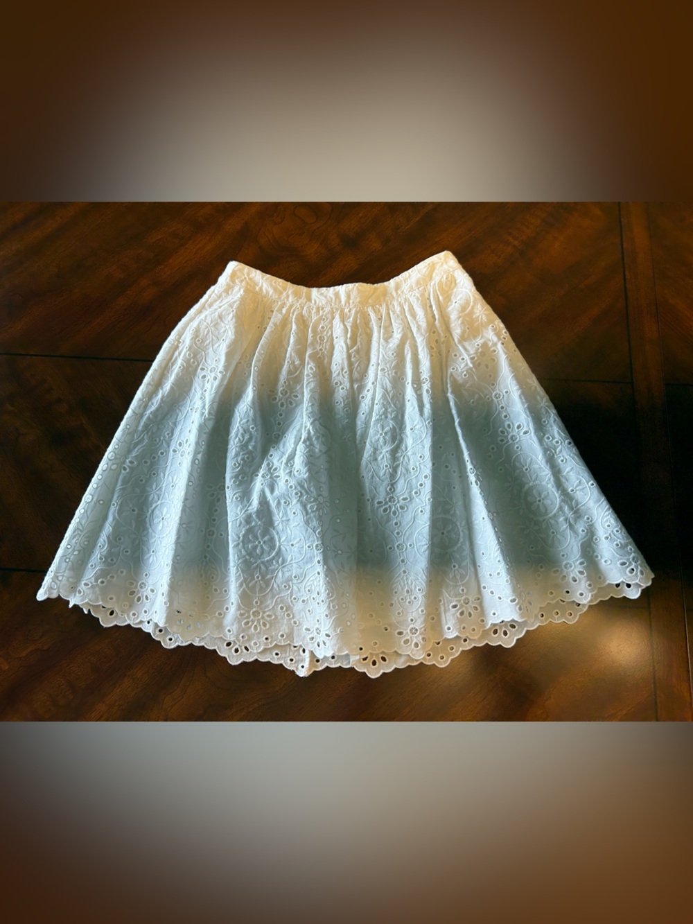 Sezane Nao White Eyelet Skirt with Scalloped Hem